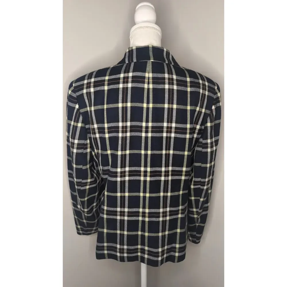 Vintage Pendleton Plaid Wool Blazer Size 12 Preppy Career Academia Jacket